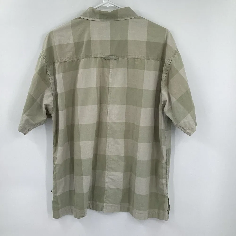 The North Face A5 Series Mens Large Gray Short Sleeve Button Front Plaid Shirt -